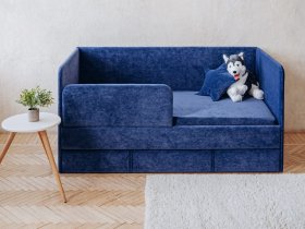 Диван-кровать Happy (синий) в Мохнатом Логу - mohnatyj-log.mebel-nsk.ru | фото