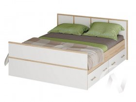 Двуспальная кровать 1,4м Сакура (дуб сонома/белый) в Мохнатом Логу - mohnatyj-log.mebel-nsk.ru | фото