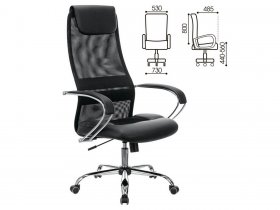 Кресло офисное BRABIX PREMIUM Stalker EX-608 CH, хром, ткань-сетка/кожзам, черное в Мохнатом Логу - mohnatyj-log.mebel-nsk.ru | фото