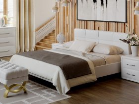 Кровать двуспальная 1,6 м «Элис» тип 1 (белая) в Мохнатом Логу - mohnatyj-log.mebel-nsk.ru | фото