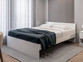 Кровать двуспальная 1,6м Бруклин СБ-3354 (белый) в Мохнатом Логу - mohnatyj-log.mebel-nsk.ru | фото