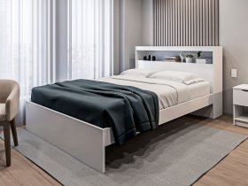 Кровать двуспальная 1,6м Бруклин СБ-3356 (белый) в Мохнатом Логу - mohnatyj-log.mebel-nsk.ru | фото