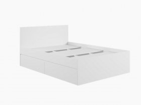 Кровать двуспальная с ящиками 1,4м Мадера-М1400 (белый) в Мохнатом Логу - mohnatyj-log.mebel-nsk.ru | фото