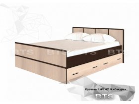 Кровать двуспальная с ящиками 1,4м Сакура (BTS) в Мохнатом Логу - mohnatyj-log.mebel-nsk.ru | фото