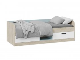 Кровать комбинированная «Оливер» Тип 1 401.003.000 (дуб крафт серый/белый/серо-голубой) в Мохнатом Логу - mohnatyj-log.mebel-nsk.ru | фото