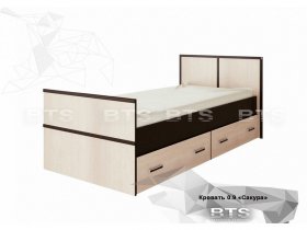 Кровать односпальная с ящиками 0,9м Сакура (BTS) в Мохнатом Логу - mohnatyj-log.mebel-nsk.ru | фото