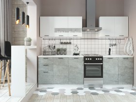 Кухонный гарнитур Дуся 2,0 м (белый глянец/цемент) в Мохнатом Логу - mohnatyj-log.mebel-nsk.ru | фото