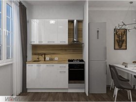 Кухонный гарнитур МДФ Выгодно и точка 1,5 м (белый глянец) в Мохнатом Логу - mohnatyj-log.mebel-nsk.ru | фото