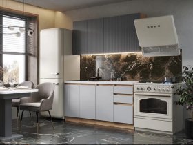 Кухонный гарнитур Ника 1,6 м (графит/серый софт) в Мохнатом Логу - mohnatyj-log.mebel-nsk.ru | фото