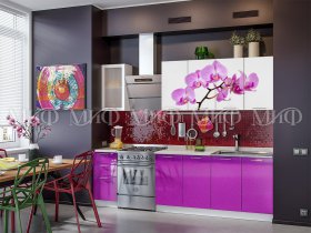 Кухонный гарнитур Орхидея (фиолетовый) в Мохнатом Логу - mohnatyj-log.mebel-nsk.ru | фото