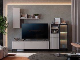 Модульная гостиная Рич (кашемир/фрапучино матовый/черный) в Мохнатом Логу - mohnatyj-log.mebel-nsk.ru | фото