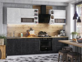 Модульная кухня Бруклин (белый/черный бетон) в Мохнатом Логу - mohnatyj-log.mebel-nsk.ru | фото
