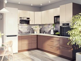 Модульная кухня Классика (ваниль/шоколад) в Мохнатом Логу - mohnatyj-log.mebel-nsk.ru | фото