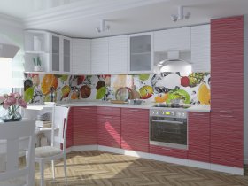 Модульная кухня «Валерия» (страйп белый/красный) в Мохнатом Логу - mohnatyj-log.mebel-nsk.ru | фото
