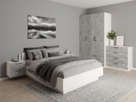 Модульная спальня Гамма (белый/цемент) в Мохнатом Логу - mohnatyj-log.mebel-nsk.ru | фото
