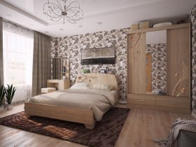 Модульная спальня Виктория-1 (дуб сонома) в Мохнатом Логу - mohnatyj-log.mebel-nsk.ru | фото
