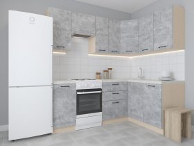 Модульная угловая кухня 1,4м*2,1м Лада (цемент) в Мохнатом Логу - mohnatyj-log.mebel-nsk.ru | фото