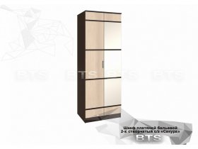 Шкаф двухстворчатый с зеркалом платяной-бельевой Сакура (BTS) в Мохнатом Логу - mohnatyj-log.mebel-nsk.ru | фото