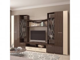 Стенка Гамма (дуб венге/дуб молочный) в Мохнатом Логу - mohnatyj-log.mebel-nsk.ru | фото
