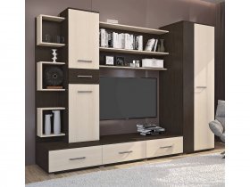 Стенка Верона (дуб венге/дуб молочный) в Мохнатом Логу - mohnatyj-log.mebel-nsk.ru | фото